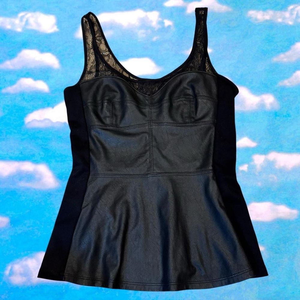 Black Lace Trim Tank Top